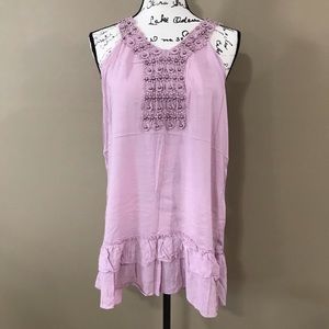 Beaded Front Sleeveless Tunic— S